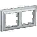 BRITE Рамка 2-местная РУ-2-Бр алюминий/алюминий IEK