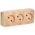 GLORY Розетка 3-местная для открытой установки без заземления без защитных шторок 10А РС23-2-ХС сосн