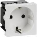 Розетка с заземляющим контактом без защитной шторки и винтовым зажимом (2 модуля) белая