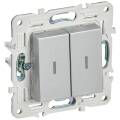 SKANDY Выключатель 2-клавишный проходной с индикацией 10А SK-V10S серебряный IEK