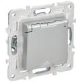 SKANDY Розетка 1-местная с заземлением с защитными шторками и крышкой 16А IP44 SK-R11S серебряный IE