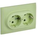 SKANDY Розетка 2-местная с заземлением с защитными шторками 16А в сборе SK-R07G мятный IEK