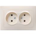 KVARTA Розетка 2-местная без заземления без защитных шторок 10А кер. РС12-2-Км кремовый GENERICA