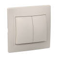Выключатель 2-клавишный, 10А, ВС10-2-0-ККм, кремовый, IEK EVK20-K33-10-DM
