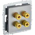 BRITE Аудиорозетка 4-местная РА10-БрС сталь IEK