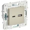 SKANDY Розетка USB A+C 18Вт SK-R13B бежевый IEK