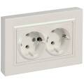 BRITE Розетка 2-местная с заземлением без защитных шторок плоская 16А в сборе РСПл12-3-БрЖ жемчуг IE