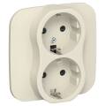 FLITE Розетка 2-местная с заземлением с защитными шторками безвинтовое крепление 16А РСш12-1-А-ФлСл 
