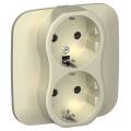 FLITE Розетка 2-местная с заземлением с защитными шторками безвинтовое крепление 16А РСш12-1-А-ФлШ ш