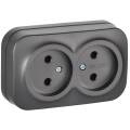 GLORY Розетка 2-местная для открытой установки без заземления без защитных шторок 10А РС22-2-ХСм ста