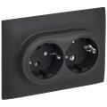SKANDY Розетка 2-местная с заземлением без защитных шторок 16А в сборе SK-R08G графит IEK
