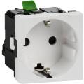 Розетка с заземляющим контактом без защитной шторки и безвинтовым зажимом (2 модуля) белая