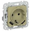 FLITE Розетка 1-местная с заземлением с защитными шторками 16А с USB A+A 3,1А РСЮша11-0-ФлО оливковы