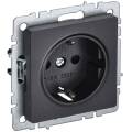 BRITE Розетка 1-местная с заземлением с защитными шторками 16А РС14-1-0-БрЧ черный IEK