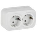 GLORY Розетка 2-местная для открытой установки с заземлением с защитными шторками 16А РСш22-3-ХБм бе