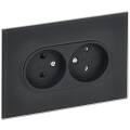 SKANDY Розетка 2-местная без заземления без защитных шторок для плоской вилки 10А SK-R03G стекло гра
