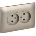 SKANDY Розетка 2-местная без заземления с защитными шторками 10А в сборе SK-R09Sh шампань IEK