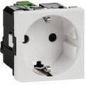 Розетка с заземляющим контактом защитной шторкой и безвинтовым зажимом (2 модуля) белая