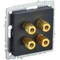 BRITE Аудиорозетка 4-местная РА10-БрЧ черный IEK
