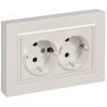 BRITE Розетка 2-местная с заземлением с защитными шторками плоская 16А в сборе РСшПл12-3-БрЖ жемчуг 