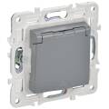 SKANDY Розетка 1-местная с заземлением с защитными шторками и крышкой 16А IP44 SK-R11Gr серый IEK