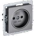 BRITE Розетка 1-местная без заземления с защитными шторками 10А РСш10-2-БрС сталь IEK