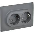 SKANDY Розетка 2-местная с заземлением без защитных шторок 16А в сборе SK-R08Gr серый IEK