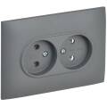 SKANDY Розетка 2-местная без заземления без защитных шторок 10А в сборе SK-R10Gr серый IEK