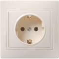 KVARTA Розетка 1-местная с заземлением без защитных шторок 16А кер РС10-3-Км кремовый GENERICA