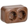 GLORY Розетка 2-местная для открытой установки с заземлением с защитными шторками 16А РСш22-3-ХД дуб