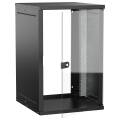 Шкаф настенный 18U 600х650мм стеклянная дверь черный GENERICA