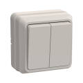 Выключатель 2-клавишный, для открытой установки, 10А, ВС20-2-0-ОКм, кремовый, IEK EVO20-K33-10-DC