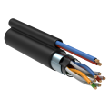 Кабель FTP 4 пары, Кат.5e, внеш., 0,51мм, LDPE, черный, каб. пит. 2x0,75, 305м, ITK LC3-C5E04-379