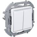 INSPIRIA Переключатель 2-клавишный с подсветкой/индикацией схема 6/2L 10А безвинтовое крепление белы