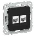 FLITE Розетка 2-местная RJ45/RJ11 категория 5Е/3 UTP РКТ5е/3-2-0-ФлЧ черный IEK