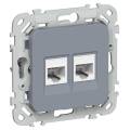 FLITE Розетка 2-местная RJ45/RJ11 категория 5Е/3 UTP РКТ5е/3-2-0-ФлМ маренго IEK
