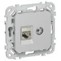 FLITE Розетка 2-местная RJ45/TV категория 5Е STP РКТВ5е-2-1-ФлА алюминий IEK