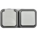 TORS Блок розетка + выключатель горизонтальный 16А IP55 TS242 серо-белый IEK