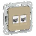 FLITE Розетка 2-местная компьютерная RJ45 категория 6 UTP РК6-2-0-ФлХ хаки IEK