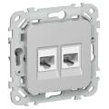 FLITE Розетка 2-местная компьютерная RJ45 категория 6 UTP РК6-2-0-ФлА алюминий IEK