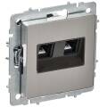 BRITE Розетка компьютерная двойная RJ45 кат.6 РК11-2-БрГН металл хром/никель IEK