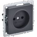 BRITE Розетка 1-местная без заземления с защитными шторками 10А РСш10-2-БрГ графит IEK