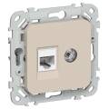 FLITE Розетка 2-местная RJ45/TV категория 5Е UTP РКТВ5е-2-0-ФлЛ льняной IEK