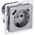 BRITE Розетка 1-местная с заземлением с защитными шторками 16А с USB A+C 18Вт РЮш11-1-БрА алюминий I