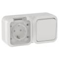 TORS Блок розетка + выключатель горизонтальный 16А IP55 TS342 белый IEK