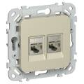 FLITE Розетка 2-местная компьютерная RJ45 категория 6 STP РК6-2-1-ФлШ шампань IEK