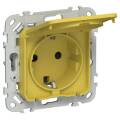 FLITE Розетка с заземлением с защитными шторками и крышкой 16А IP44 РСшкр11-0-44-ФлЖК желтый карри I