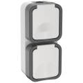 TORS Розетка 2-местная вертикальная 16А IP55 TS232 серо-белый IEK