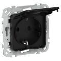 FLITE Розетка с заземлением с защитными шторками и крышкой 16А IP44 РСшкр11-0-44-ФлЧ черный IEK