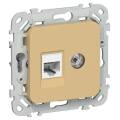 FLITE Розетка 2-местная RJ45/TV категория 5Е UTP РКТВ5е-2-0-ФлШм шамуа IEK